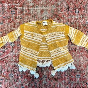 OshKosh B'gosh Genuine Kids 4T Yellow White Striped Knit Cardigan Sweater